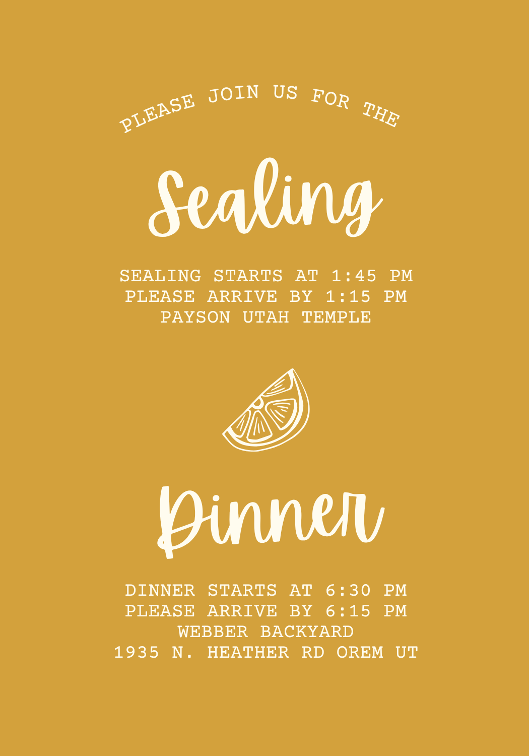 Sealing and dinner details card